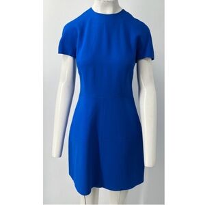 Victoria Beckham Blue Classic Short Sleeve Paneled A-Line Dress sz 8